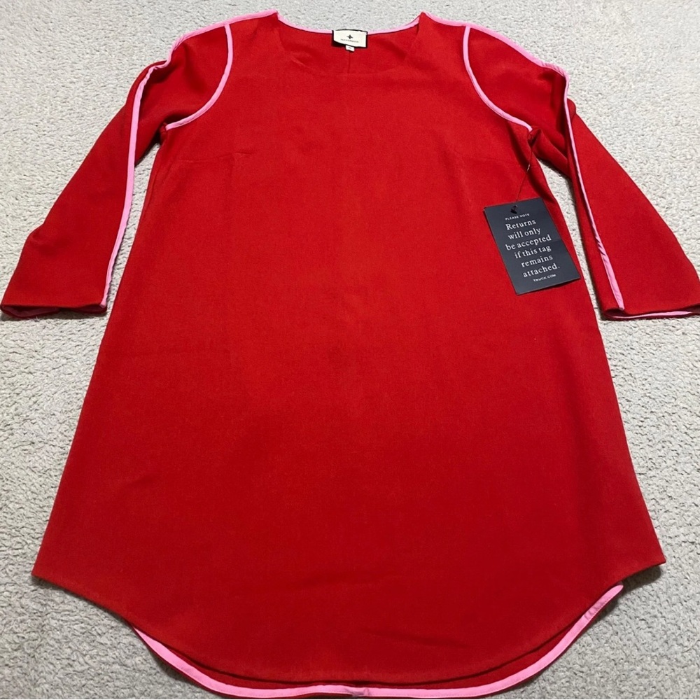 Tuckernuck Vibrant Red Dress with Pink Accent